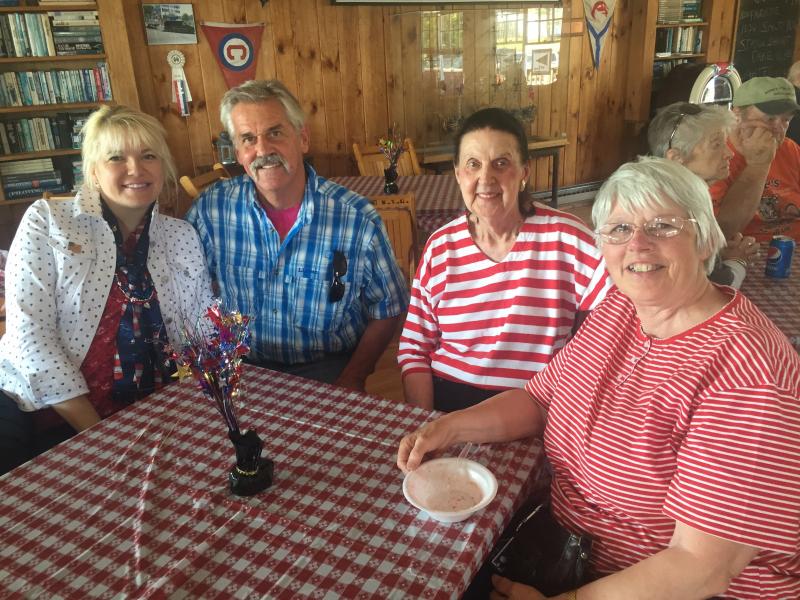 From left, Michelle Wentworth, Sky Wentworth, Clara Wentworth and Gracie Urquhart enjoy Wiscasset Yacht Club’s strawberry shortcake social. SUSAN JOHNS/Wiscasset Newspaper