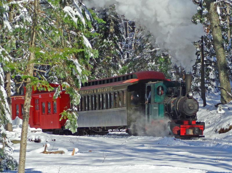 During North Pole Express guests will take a heated, steam train ride to meet Santa, and then enjoy homemade cookies and hot cocoa, see a large model train and village, make a vintage-inspired ornament to take home, and listen to a reading of "The Night Before Christmas." The event is the final fundraiser of the year for the Boothbay Railway Village and the last chance to ride the Museum’s train until May 2017. Courtesy of Steve Yenco