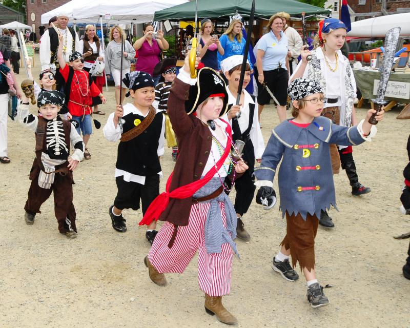 Pirates Charge: This group of buccaneers are showing their “piratitude” during the costume contest at a past Pirate Rendezvous. Courtesy of easternmaineimages.com