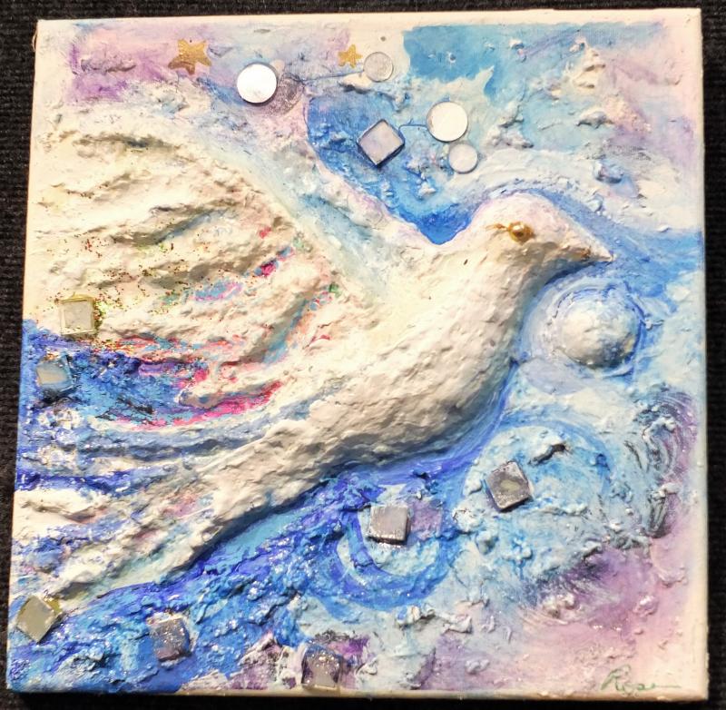 Bob Rose’s paper mache and acrylic “Noah’s Dove” from Art in the Square 2016. File photo Bob Rose, Edgecomb ME