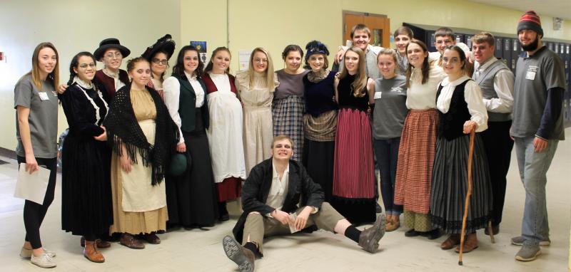 The Boothbay Region High School cast at the One Act Competition on March 10 where they presented selections from the “Spoon River Anthology.” Courtesy of Paulette Carter Boothbay Region High School cast one act competition 2018