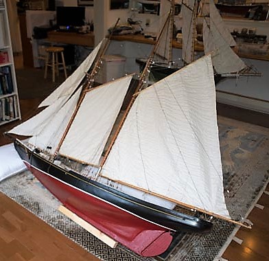 Jon Dunsford’s Bluenose, a 7-foot long model retired from sailing. Courtesy of Jon Dunsford