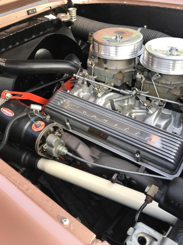 The engine in Robert Blum’s 1957 Corvette. KELLIE BIGOS/Boothbay Register