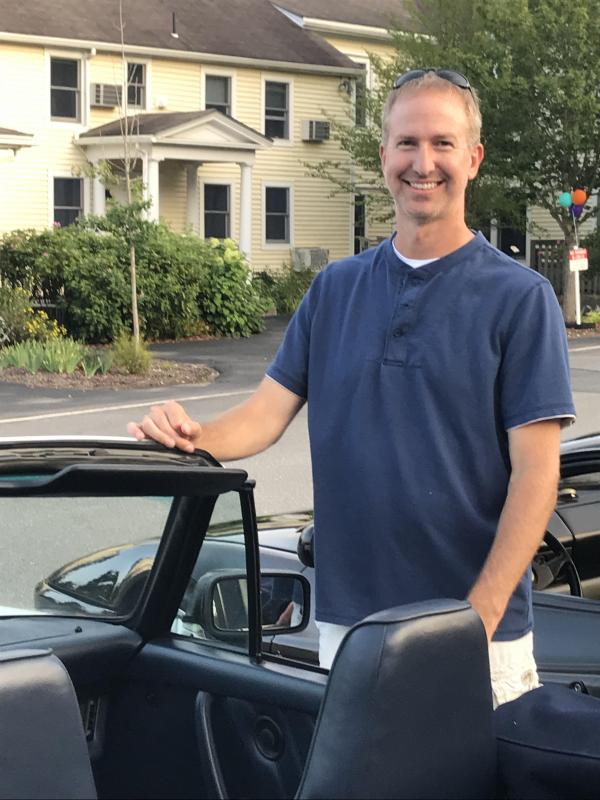 Chris Williams stands beside his 1985 Porsche. KELLIE BIGOS/Boothbay Register