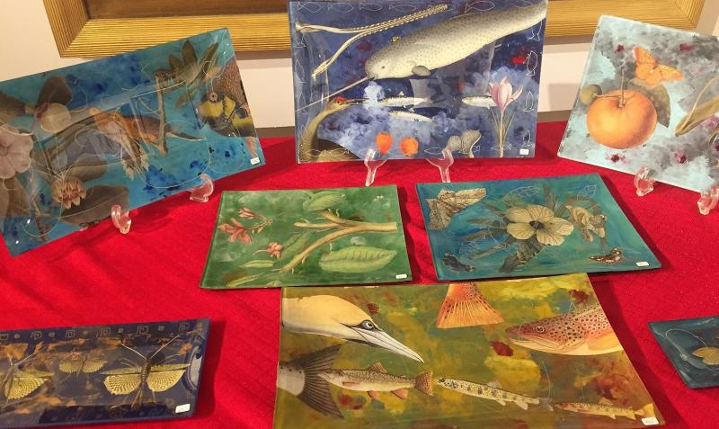 Decoupage Nature Plates by Diana Kerr are just the beginning of the art gift ideas in Gleason Fine Art’s “Art For the Holidays” show and sale.