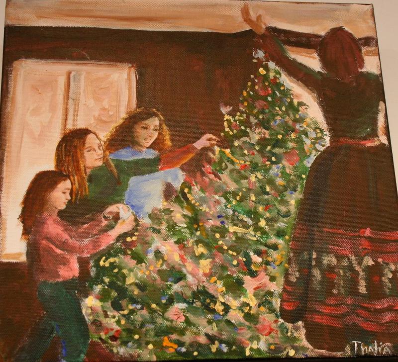 “Nostalgia” ... acrylic by Christine Thalia Andersen – one of the paintings in Art in the Square at BRAF.