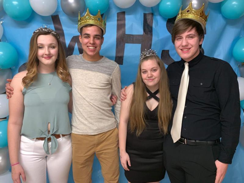 From left, this year's Snowball King and Queen, seniors Josh Gabriele and Alie Beaucage. Snowball Prince and Princess: Billy Pinkham for Prince and Kateleen Trask. Courtesy of Debra Pooler