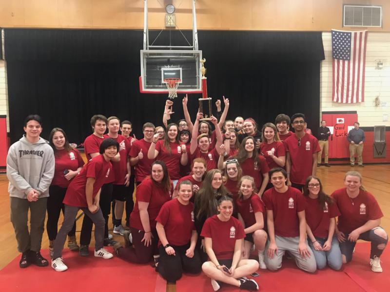 The juniors with the Winter Carnival trophy. Courtesy of Debra Pooler