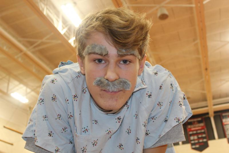 Senior Matt Chapman in costume for the senior male cheerleading act. VANESSA DUNN/Wiscasset Newspaper