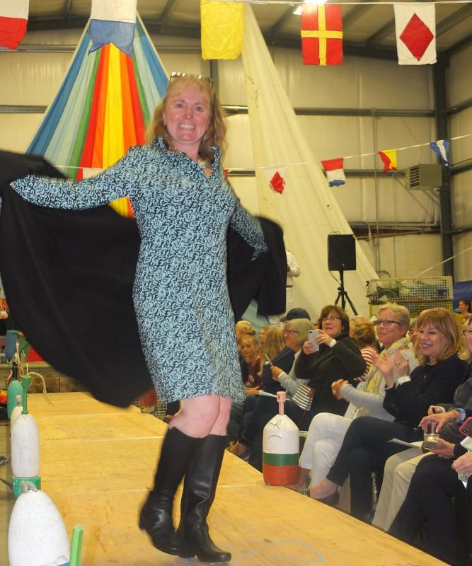 Amy Goodwin models for House of Logan, and with dramatic flair! LISA KRISTOFF/Boothbay Register