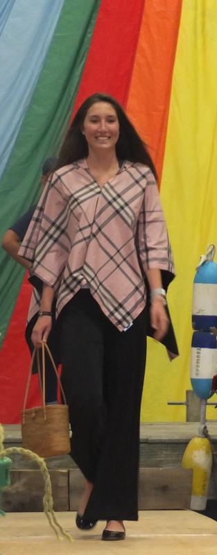 Glory Blethen, a seasoned model, walks the runway. LISA KRISTOFF/Boothbay Register