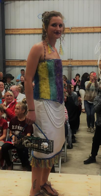 Katie Sibley is stunning in a design by Celynne Lawler and Earl Brewer. LISA KRISTOFF/Boothbay Register