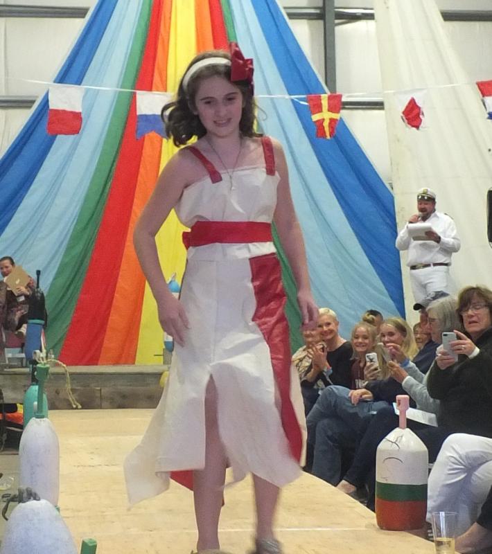 Sixth grader Maggie Halter in her own design. LISA KRISTOFF/Boothbay Register