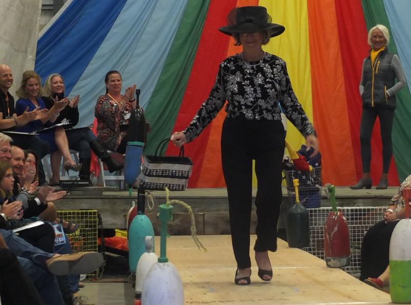 The ever stylish Laura “Mrs. H” Honey modeling for St. Andrews Thrift Shop. LISA KRISTOFF/Boothbay Register