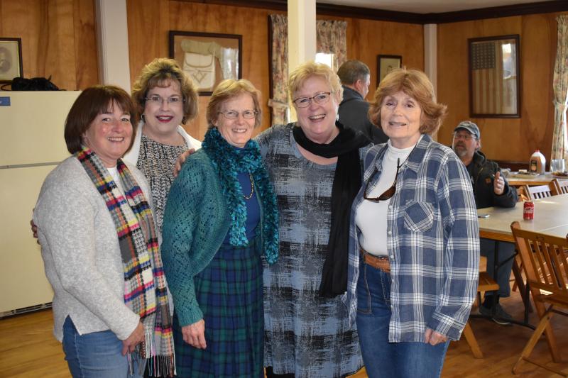 Visitors to Lincoln Lodge’s open house Dec. 1 included, from left, Sherrie Hersom, Jean Huber, Marge Di Vece, Sheila Sawyer and Linda Lupton. PHIL DI VECE/Wiscasset Newspaper