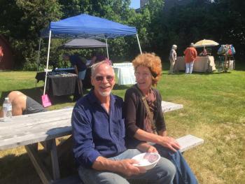 Lester and Paula Burkholder of Wiscasset are among the first arrivals at the June 25 festival. SUSAN JOHNS/Wiscasset Newspa