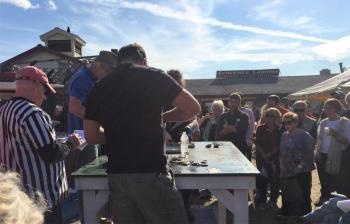 Shucking shot. LISA KRISTOFF/Boothbay Register