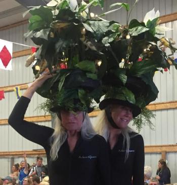 Andy, front, and Adele post-show, on the runway ... we love our Bielli twins. LISA KRISTOFF/Boothbay Register