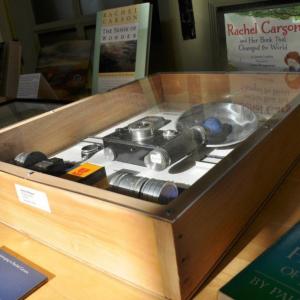Rachel Carson's camera and photography equipment, loaned from the Hendrick’s Hill Museum, are on display at the Coastal Maine Botanical Garden’s Rachel Carson exhibit. Several artifacts from Carson’s life and work are on display until October 23 at the gardens. BEN BULKELEY/Boothbay Register Rachel Carson's camera and photography equipment, loaned from the Hendrick’s Hill Museum, are on display at the Coastal Maine Botanical Garden’s Rachel Carson exhibit. Several artifacts from Carson’s life and work are on display until October 23 at the gardens. BEN BULKELEY/Boothbay Register