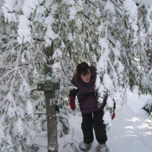 Preserve Steward Cheryl Lorrain snowshoeing on Zak Preserve. Preserve Steward Cheryl Lorrain snowshoeing on Zak Preserve.