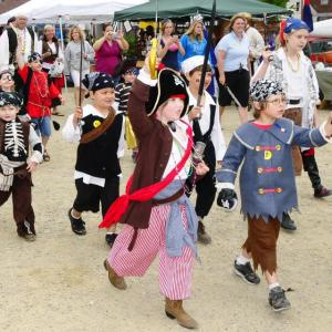 Pirates Charge: This group of buccaneers are showing their “piratitude” during the costume contest at a past Pirate Rendezvous. Courtesy of easternmaineimages.com